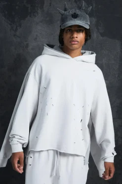 Trippie Redd Oversized Boxy Heavy, Washed & Distressed Hoodie | BoohooMAN UK