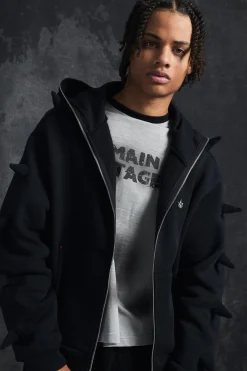 Trippie Redd Oversized Boxy Spike Full Zip Through Hoodie | BoohooMAN UK