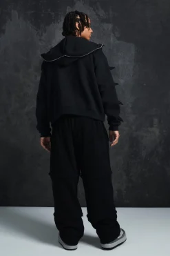 Trippie Redd Oversized Boxy Spike Full Zip Through Hoodie | BoohooMAN UK