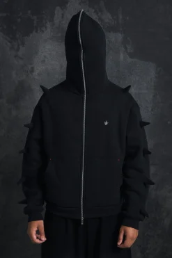Trippie Redd Oversized Boxy Spike Full Zip Through Hoodie | BoohooMAN UK