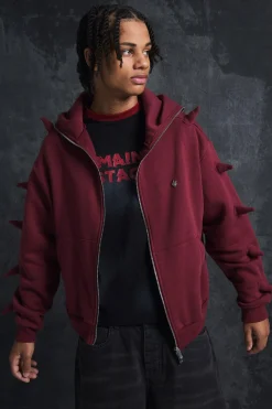 Trippie Redd Oversized Boxy Spike Full Zip Through Hoodie | BoohooMAN UK