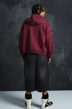 Trippie Redd Oversized Boxy Spike Full Zip Through Hoodie | BoohooMAN UK