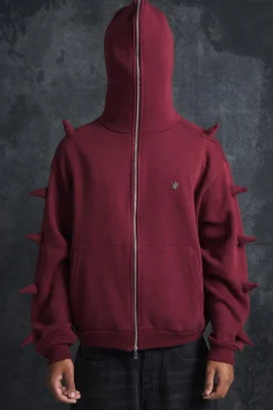 Trippie Redd Oversized Boxy Spike Full Zip Through Hoodie | BoohooMAN UK