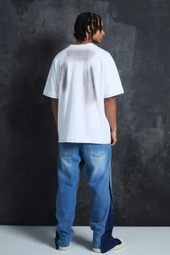 Trippie Redd Oversized Boxy Washed Heavy Weight Ring Detail T-Shirt | BoohooMAN UK