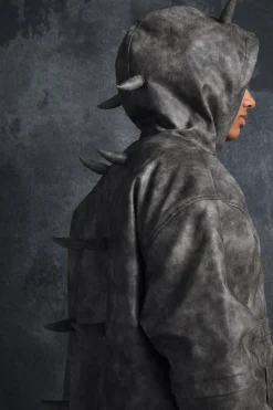 Trippie Redd Oversized Boxy Pu Horn Detail Bomber Jacket In Grey | BoohooMAN UK