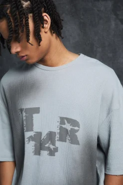 Trippie Redd Oversized Boxy Washed Waffle 14 Print T-shirt | BoohooMAN UK