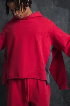 Trippie Redd Oversized Boxy Heavy Washed & Distressed Hoodie | BoohooMAN UK