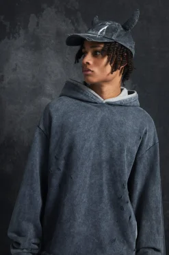 Trippie Redd Oversized Boxy Heavy Washed & Distressed Hoodie | BoohooMAN UK