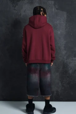 Trippie Redd Oversized Dropped Shoulder Metal Spike Hoodie | BoohooMAN UK