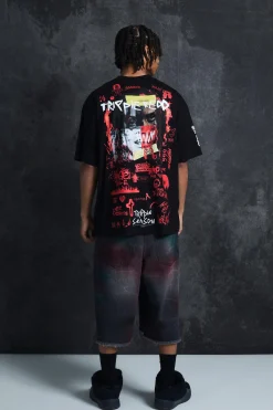 Trippie Redd Oversized Extended Neck Heavyweight Printed T-shirt | BoohooMAN UK