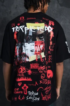 Trippie Redd Oversized Extended Neck Heavyweight Printed T-shirt | BoohooMAN UK