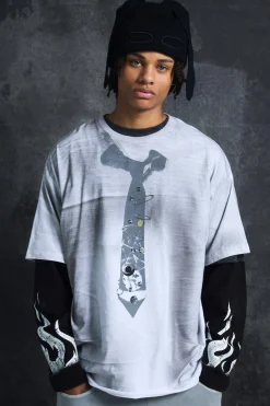Trippie Redd Oversized Heavy Washed Tie Print T-shirt | BoohooMAN UK