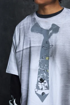 Trippie Redd Oversized Heavy Washed Tie Print T-shirt | BoohooMAN UK