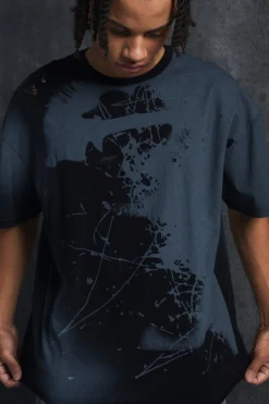 Trippie Redd Oversized Heavy Washed Lips Print T-shirt | BoohooMAN UK