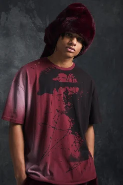 Trippie Redd Oversized Heavy Washed Lips Print T-shirt | BoohooMAN UK