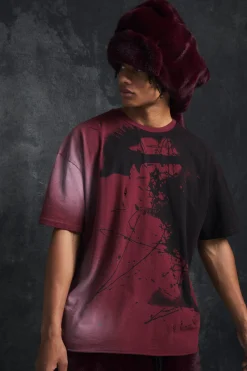 Trippie Redd Oversized Heavy Washed Lips Print T-shirt | BoohooMAN UK