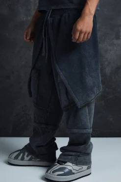 Trippie Redd Oversized Heavy Washed Horn Hooded Jogger | BoohooMAN UK
