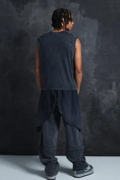 Trippie Redd Oversized Heavy Washed Horn Hooded Jogger | BoohooMAN UK