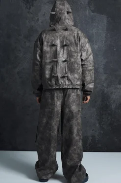 Trippie Redd Relaxed Faux Leather Elastic Waist Cargo Trouser | BoohooMAN UK