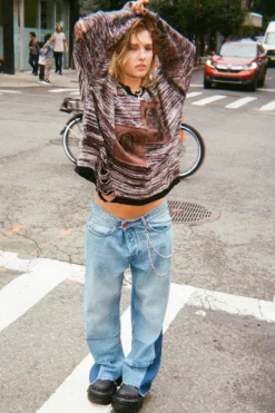 Trippie Redd Relaxed Rigid Gusset Panel Denim Jeans | BoohooMAN UK