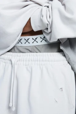 Trippie Redd Relaxed Washed & Distressed Double Waistband Long Length Short | BoohooMAN UK