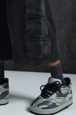 Trippie Redd Relaxed Washed Padded Jogger | BoohooMAN UK