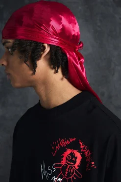 Trippie Redd Satin Durag In Red | BoohooMAN UK