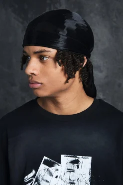 Trippie Redd Satin Durag In Black | BoohooMAN UK
