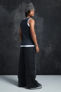 Trippie Redd Slim Washed & Distressed Faux Layer Vest | BoohooMAN UK