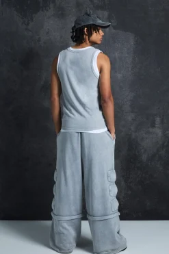 Trippie Redd Slim Washed & Distressed Faux Layer Vest | BoohooMAN UK
