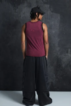 Trippie Redd Slim Washed & Distressed Faux Layer Vest | BoohooMAN UK