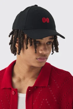 Twill Embroidered Cap In Black | BoohooMAN UK