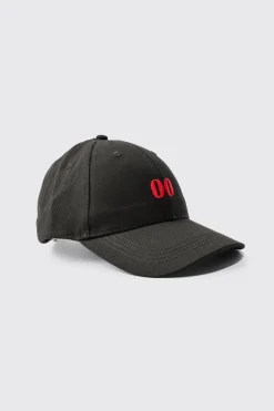Twill Embroidered Cap In Black | BoohooMAN UK
