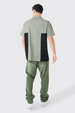 Twill Short Sleeve Gusset Detail Shirt | BoohooMAN UK
