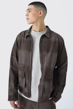 Twill Tie Dye Harrington Jacket | BoohooMAN UK
