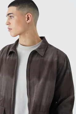 Twill Tie Dye Harrington Jacket | BoohooMAN UK