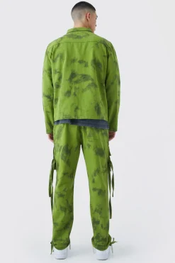 Twill Tie Dye Harrington Set | BoohooMAN UK