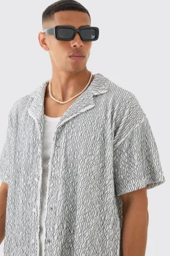 Two Tone Boxy Ripple Pleated Shirt | BoohooMAN UK