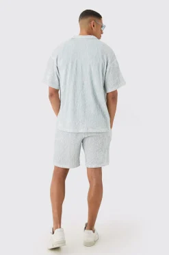 Two Tone Boxy Ripple Pleated Shirt | BoohooMAN UK
