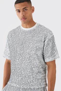 Two Tone Boxy Ripple Pleated T-shirt And Short | BoohooMAN UK