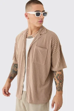 Two Tone Towelling Boxy Shirt | BoohooMAN UK