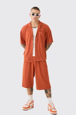 Two Tone Towelling Boxy Shirt And Short Set | BoohooMAN UK