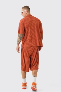 Two Tone Towelling Boxy Shirt And Short Set | BoohooMAN UK