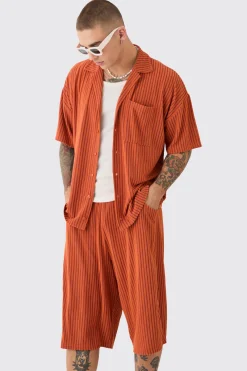 Two Tone Towelling Boxy Shirt And Short Set | BoohooMAN UK