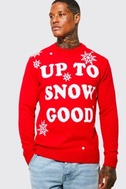Up To Snow Good Christmas Jumper | BoohooMAN UK