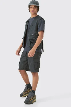 Utility Vest & Short Set | BoohooMAN UK