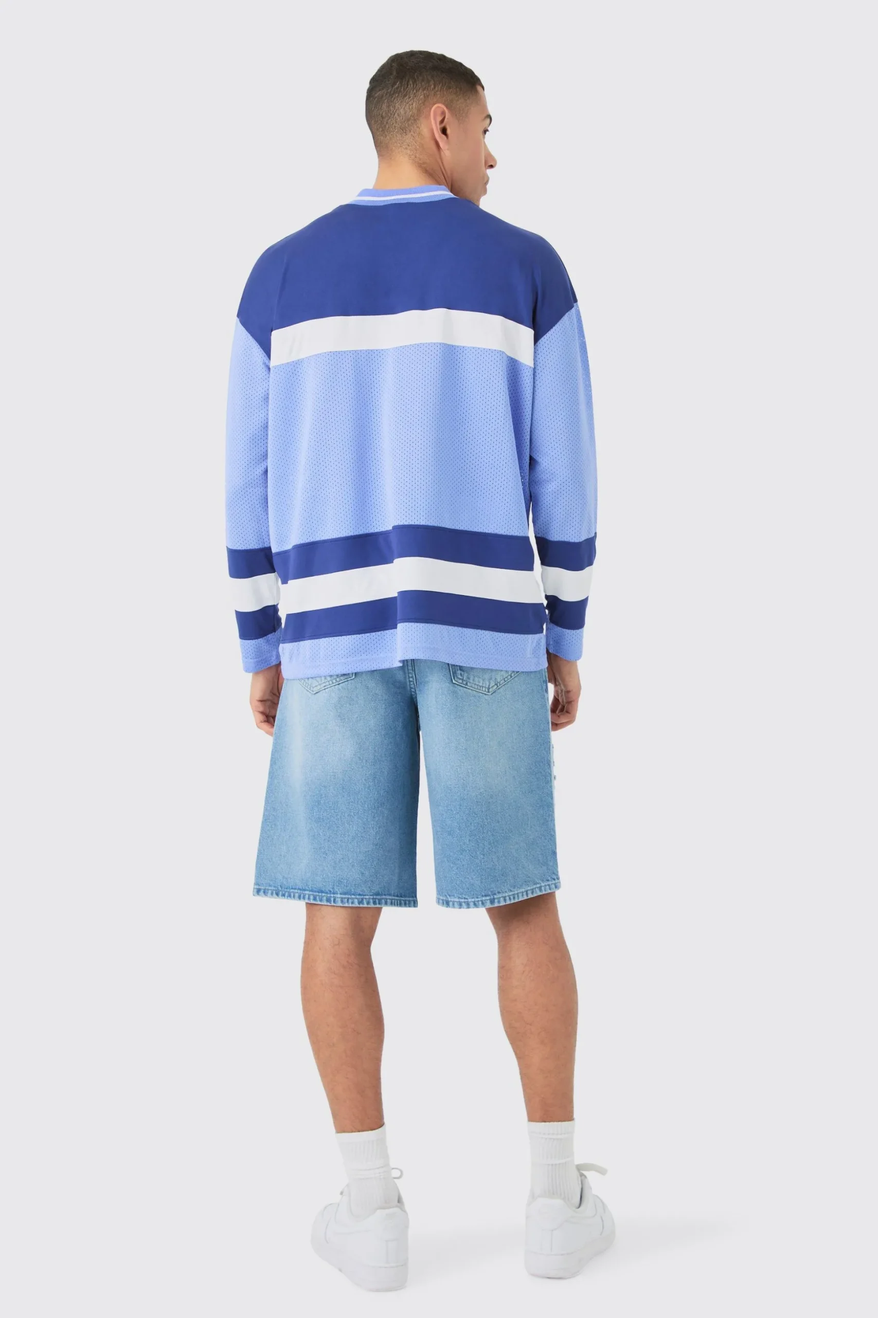V Neck Colour Block Mesh Long Sleeve T-shirt | BoohooMAN UK