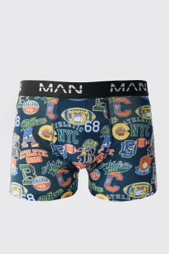 Varsity Print Boxers | BoohooMAN UK