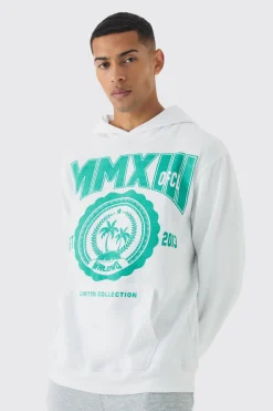 Varsity Print Hoodie | BoohooMAN UK