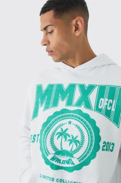 Varsity Print Hoodie | BoohooMAN UK
